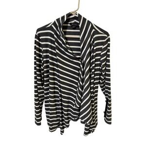 AB Studio‎ Size XL Gray White Striped Long Sleeve Draped Top